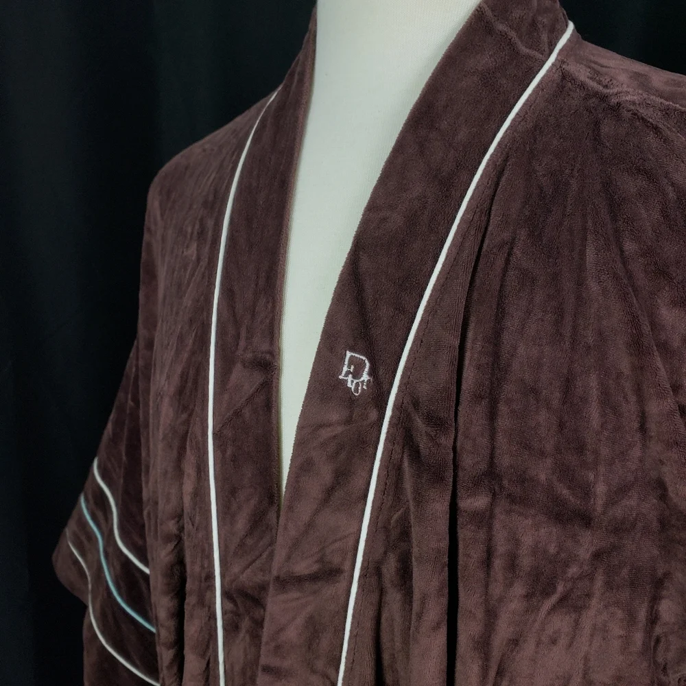 Christian Dior Men's Brown Fleece Robe with Belt One Size - Picture 3 of 4